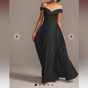 David's Bridal Elegant Black Off-Shoulder Wedding Dress